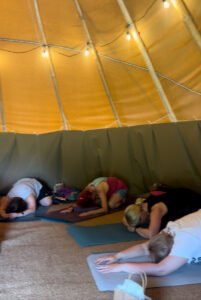 yoga day retreat tipi yin yoga